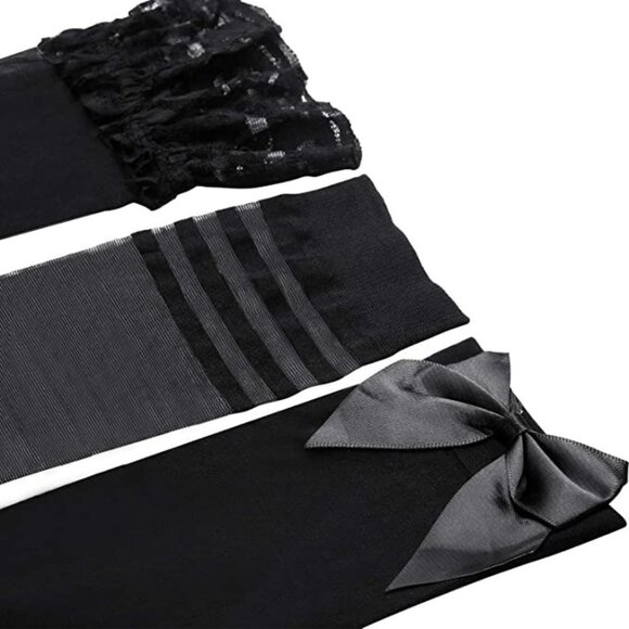 𝅺SILK Thigh High Stockings Women Lace Silicone Socks Satin Bow Top Sexy NWT - Picture 5 of 7